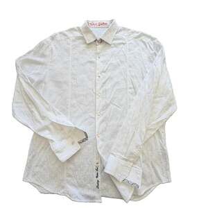 ROBERT GRAHAM Knowledge Wisdom Truth White Dice Print Embroidered Shirt XL